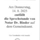 Text mit Entfall der Notarsprechstunde am 14.8.2025.