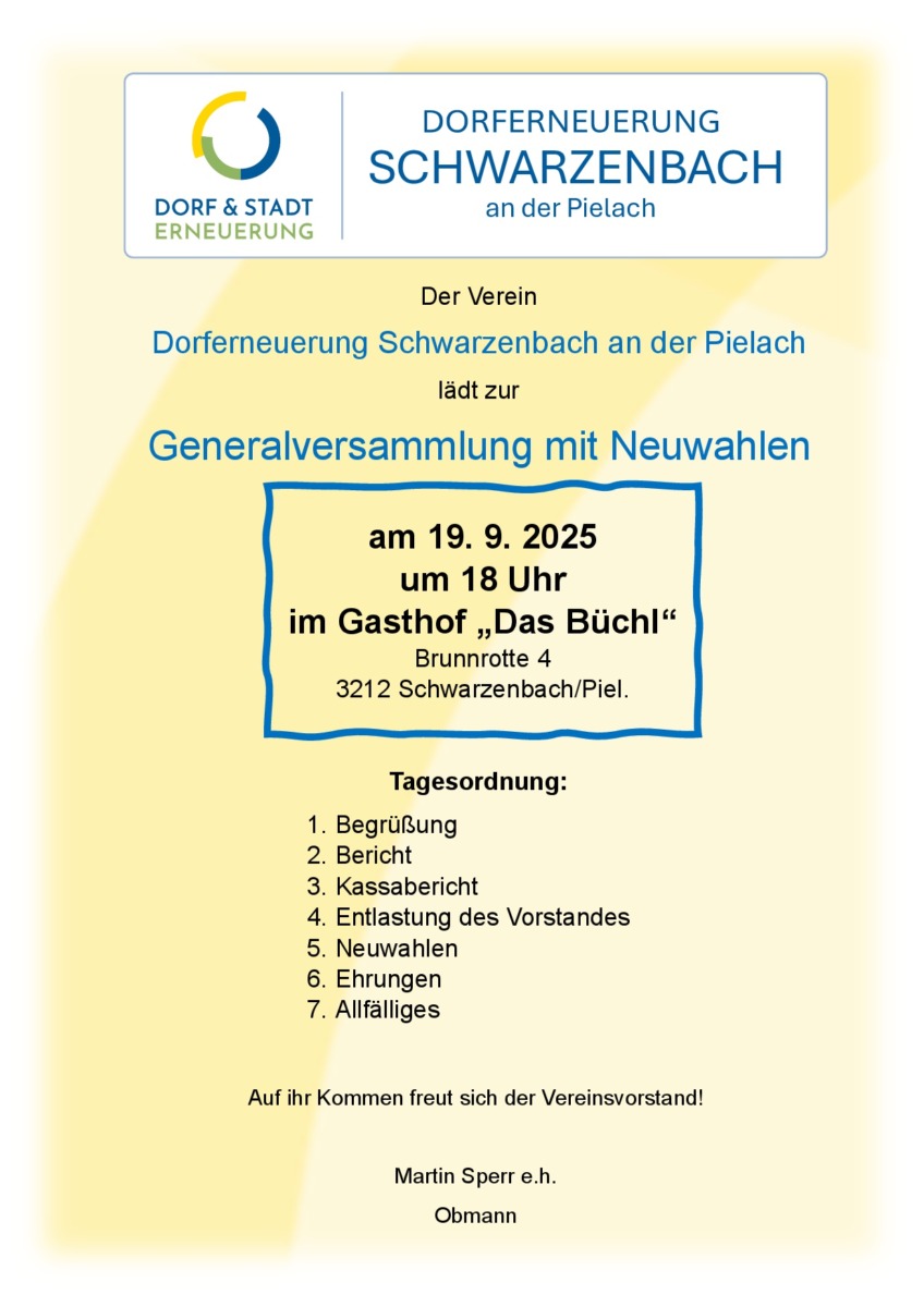 Einladung Generalversammlung