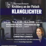 Plakat Blasmusikverein Kirchberg Klanglichter Wappen Kirchberg und Loich Special Guest Christina Gansch