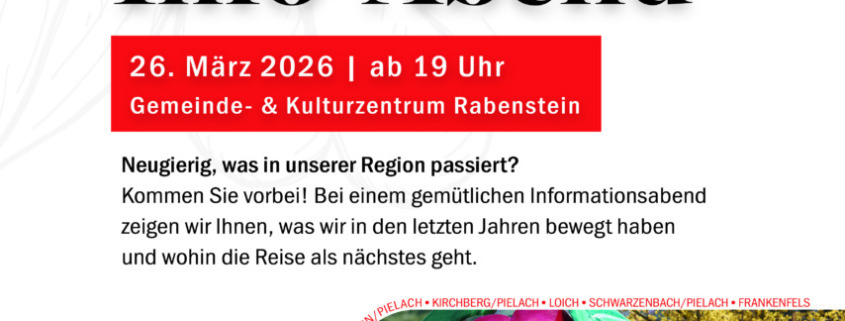 Einladung zum Info-Abend anl. 30 Jahre Regionalbüro am 26.3.2026, 19 Uhr, GUK Rabenstein