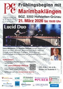 Einladung zu einem Konzert: Frühlingsbeginn mit Marimbaklägen. BGZ Hofstetten, 21.3.2026, 19 Uhr