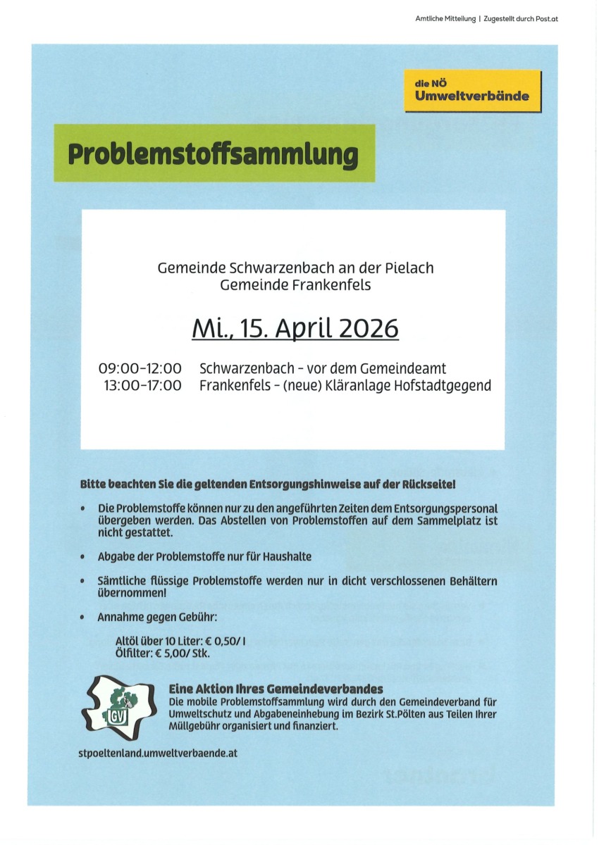 Problemstoffsammlung 15. April 2026 9 - 12 Uhr in Schwarzenbach