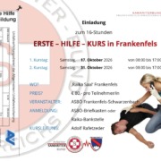 Aufruf zum Erste Hilfe Kurs in Frankenfels - 16 Stunden, Termine 17.10.0+ 31.10.